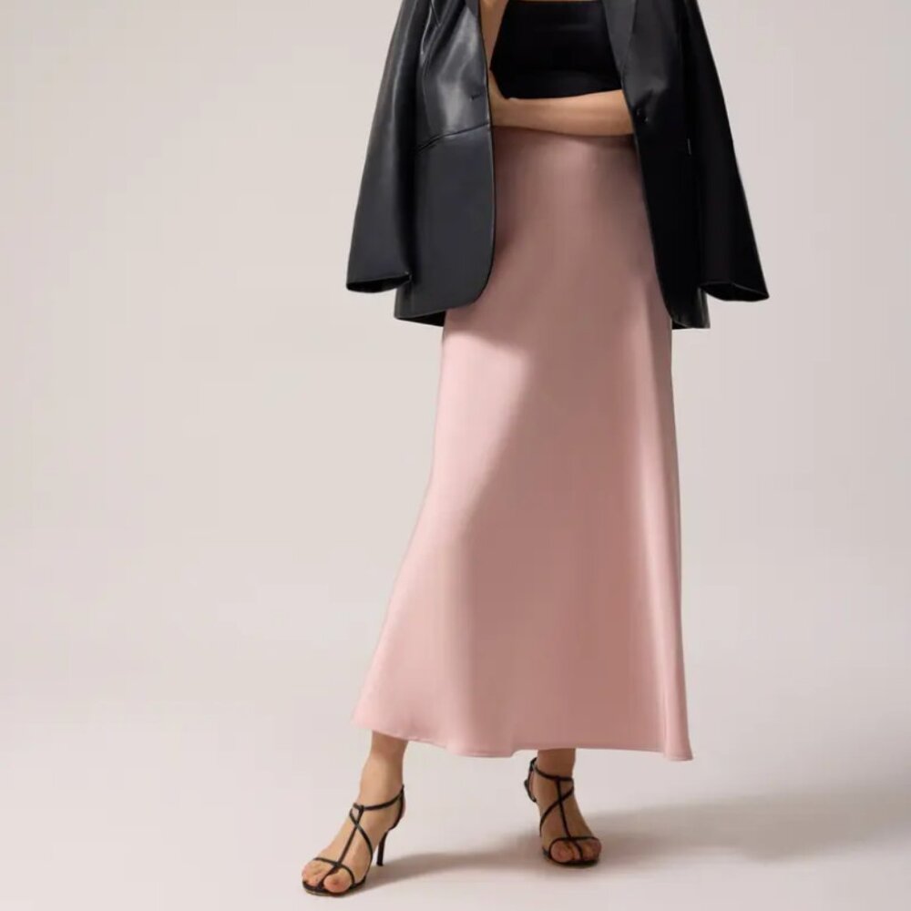 NWT Love Bonito Elastic Satin High Waist Bias Cut Midaxi Skirt